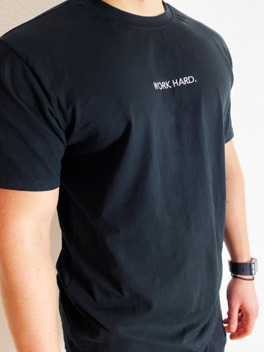 oversize Shirt Männer Stick Statement Work hard