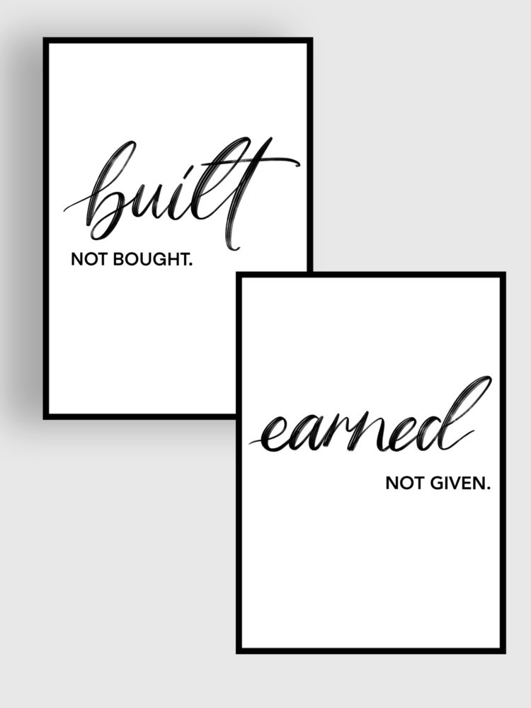 zwei Poster brush lettering Fitness Statements